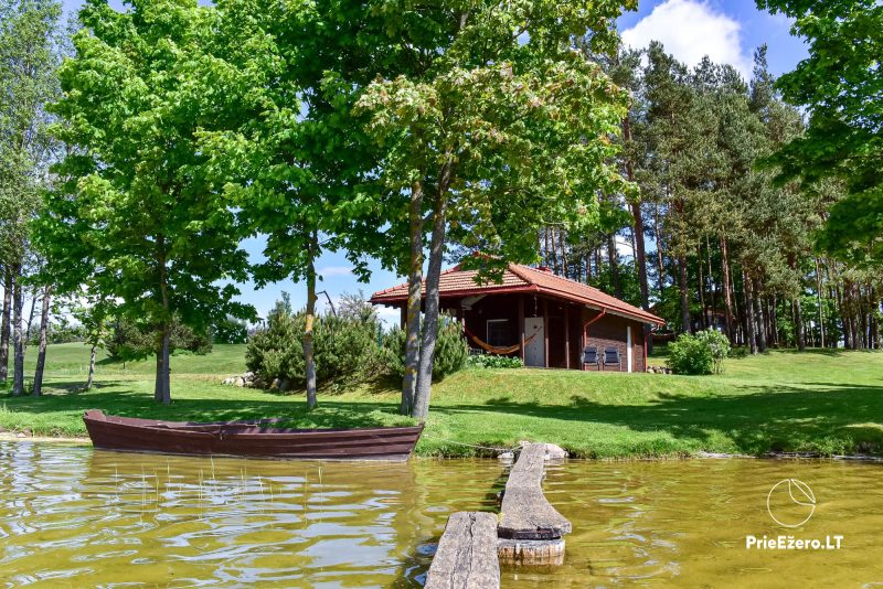 Ferienhütte für zwei mit Sauna am Seeufer, Gehöft Pas Drambliuką