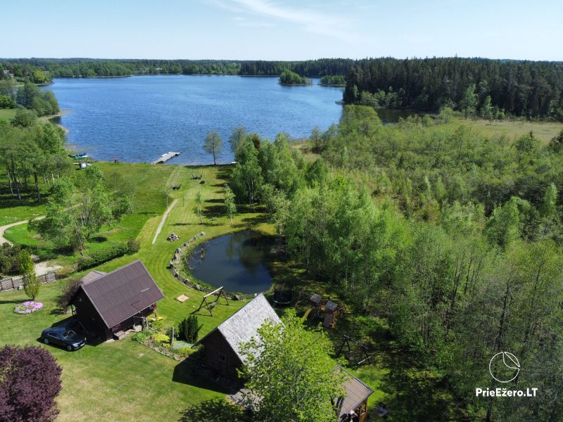 Countryside homestead on the shore of the lake Berzoras in Lithuania