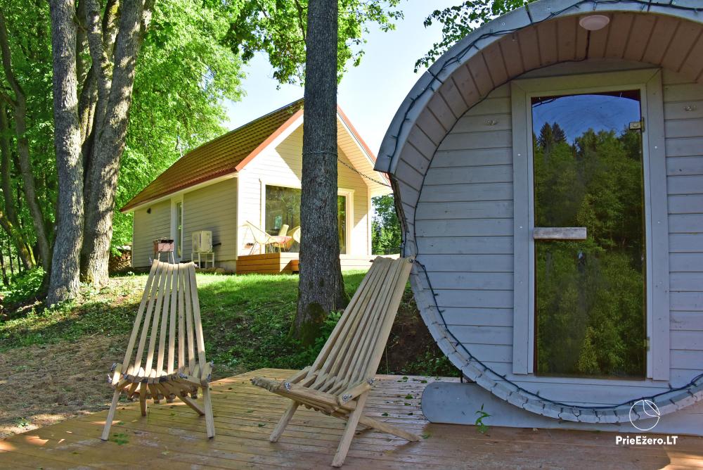 New holiday cottage for rent on the shore of the lake Kiauklių Oazė. There is a sauna, a hot tub - 1