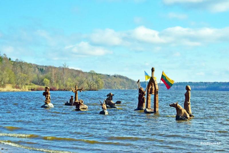 Sculpture Park Climbing from the Water in Samylai Bay at the Kaunas Lagoon