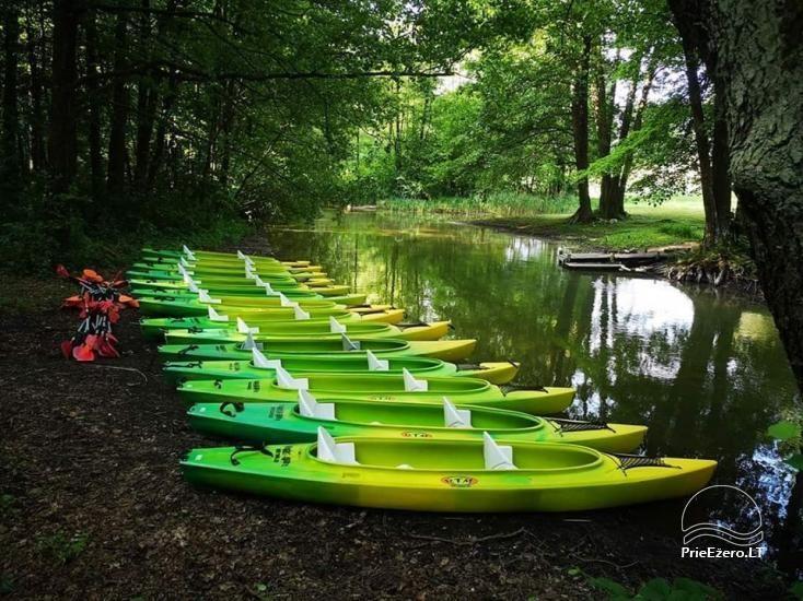 Kayak, bath rental on the shore of the lake Ančia